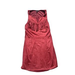 Express Burnt Orange Suede Like Fringe Dress Size Small
